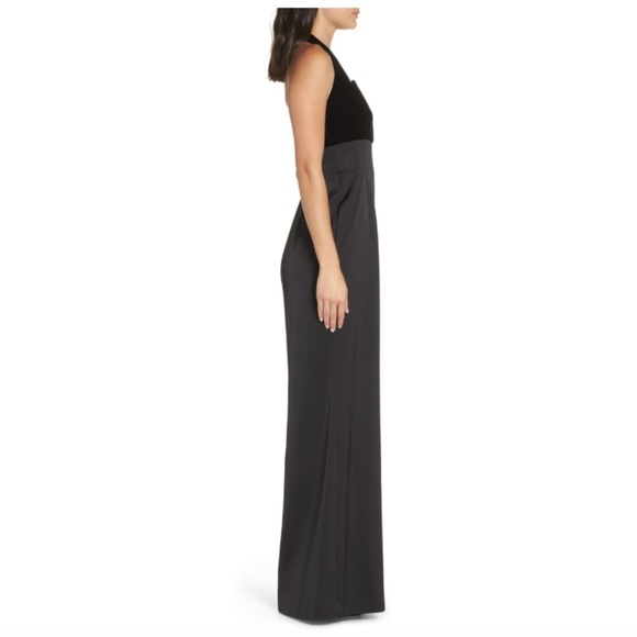 NWT! Jill Stuart Velvet Halter Flare Leg Jumpsuit 0 - Picture 3 of 8